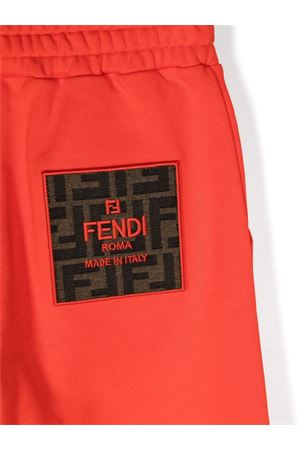 Pantaloni di tuta in cotone rosso FENDI KIDS | BUF0945V0F0XDC